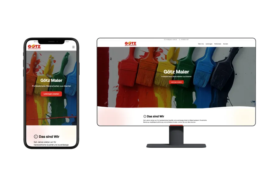 Mockup von der Webseite der Götz GmbH Malerfachbetrieb Bodenbeläge