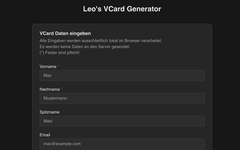 Leo's VCard Generator